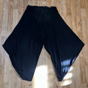 Anthropologie BNQ Womens Large Pull On Pants Black Extra Wide Leg Flowy